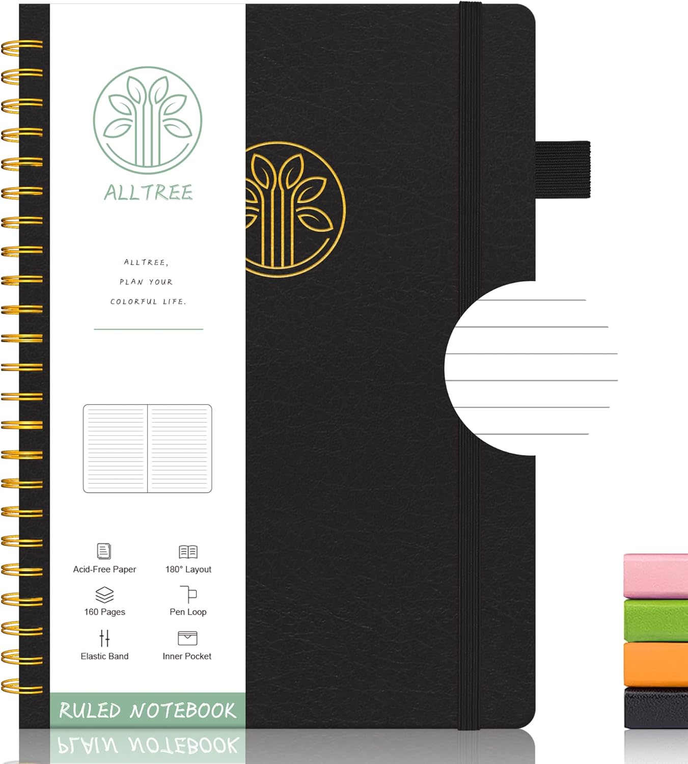 Alltree Leather Spiral Journal with Pen Loop & Pocket
