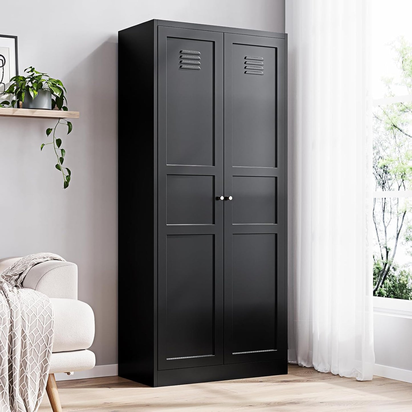 Yizosh Metal Storage Cabinet with 2 Doors and 5 Shelves