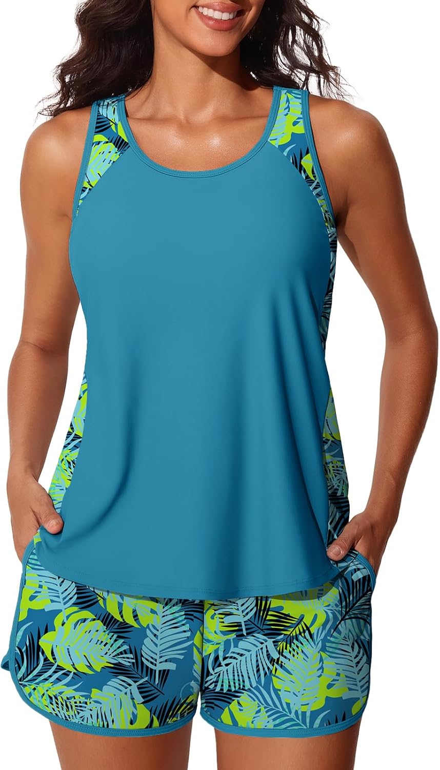 Summer Mae Blouson Tankini Swimsuits for Women with Pockets