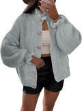 Saodimallsu Womens Ruffle Cardigan Oversized Button Up - Cozy Layered