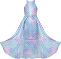 GRACE KARIN Girls Halter Neck Sequin Dress - Layered Chiffon Sparkle