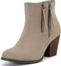 Luoika Women's Wide Width Ankle Boots - Chunky Heel Vegan Short
