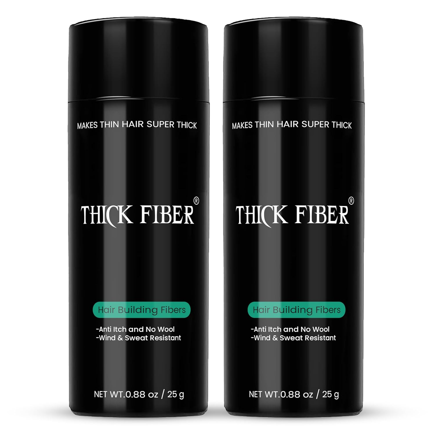 THICK FIBER Hair Fibers for Thinning Hair & Bald Spots - 2 Pack