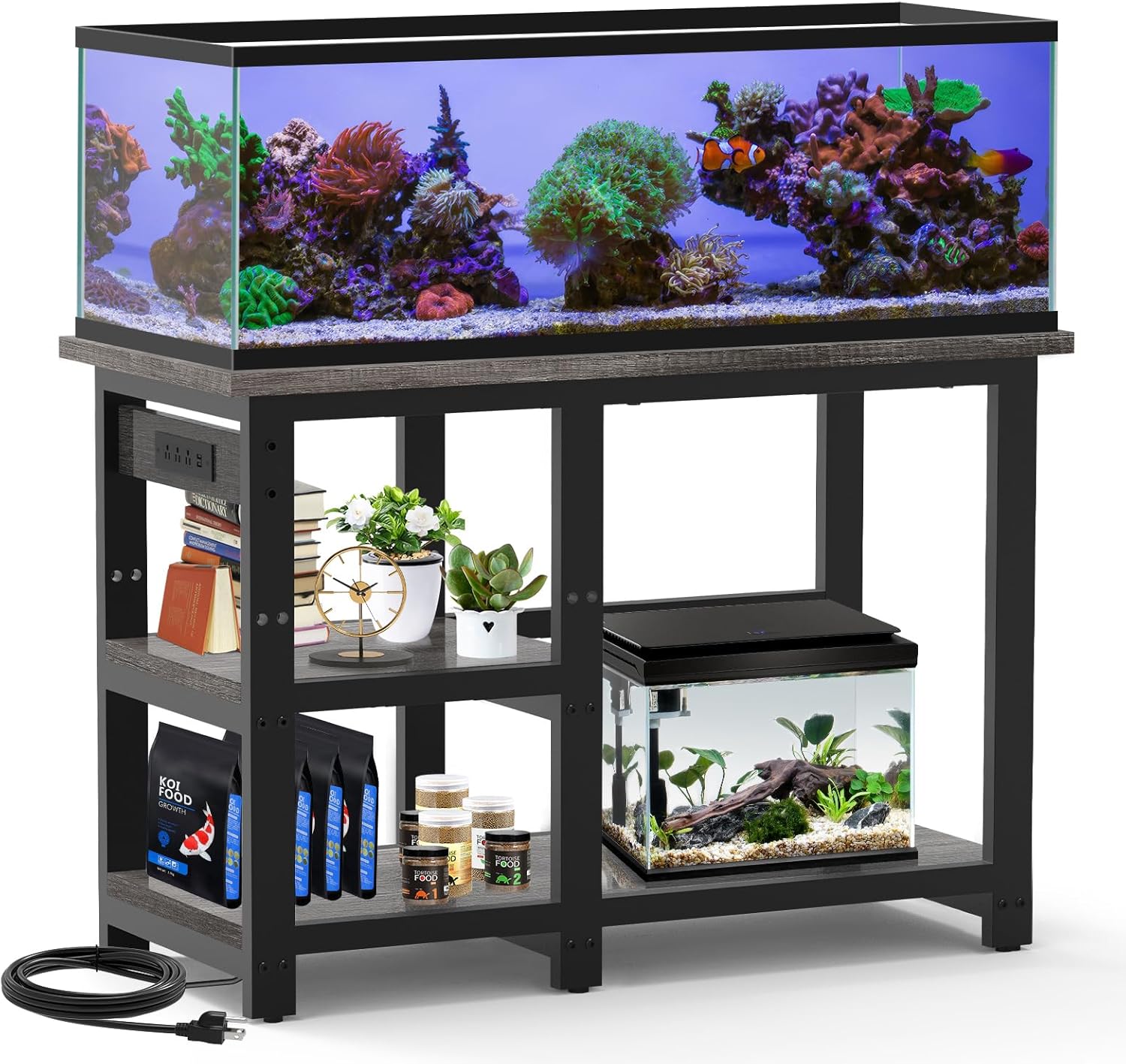 AQQA 40-50 Gallon Fish Tank Stand with Adjustable Storage
