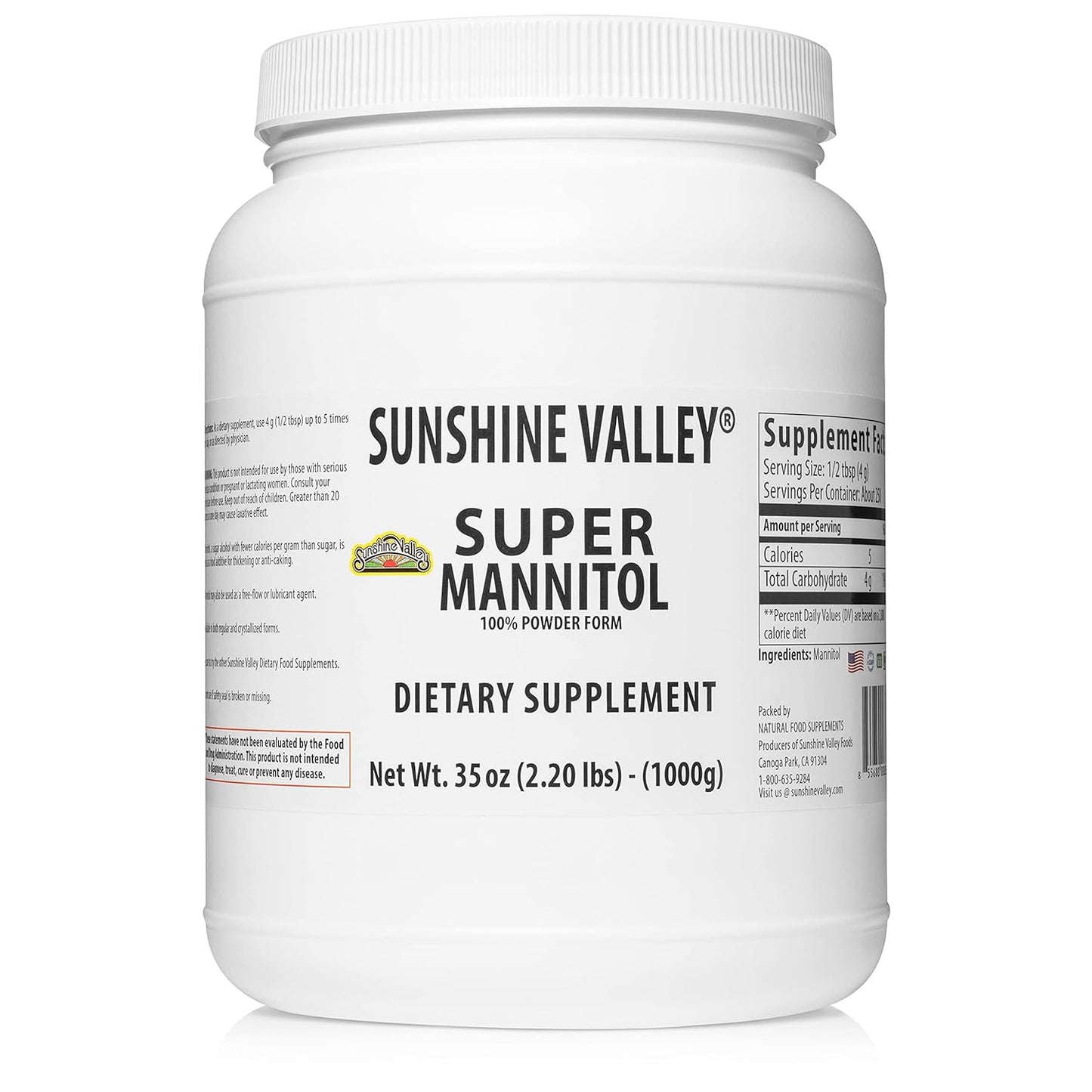 Sunshine Valley Super Mannitol Powder - Natural Sugar Substitute