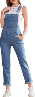 Blue Bib Overalls for Women Denim Jumpsuit - Comfortable Stretch Fit