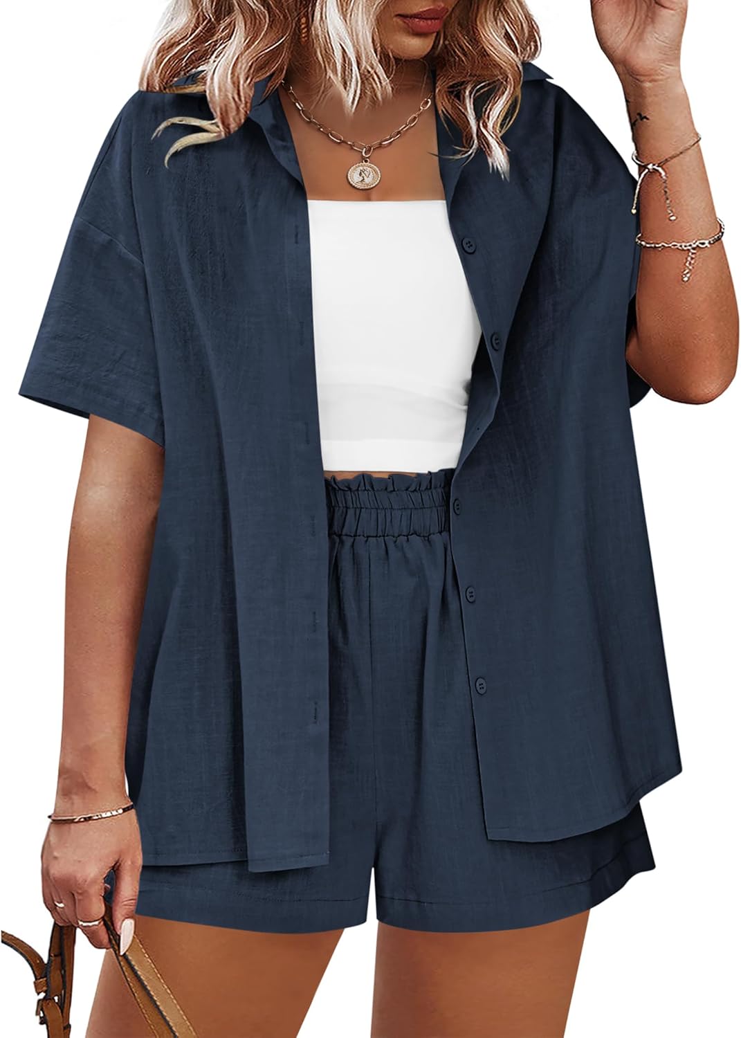 IN'VOLAND Women's Plus Size 2 Piece Tracksuit for Summer Fun