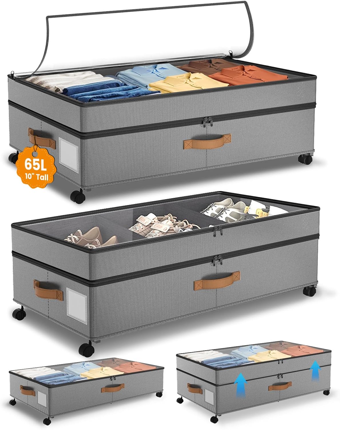 Under Bed Storage with Wheels for Shoes, Clothes, and More