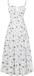 Women Floral Corset Midi Dress - Sleeveless Spaghetti Strap Sundress
