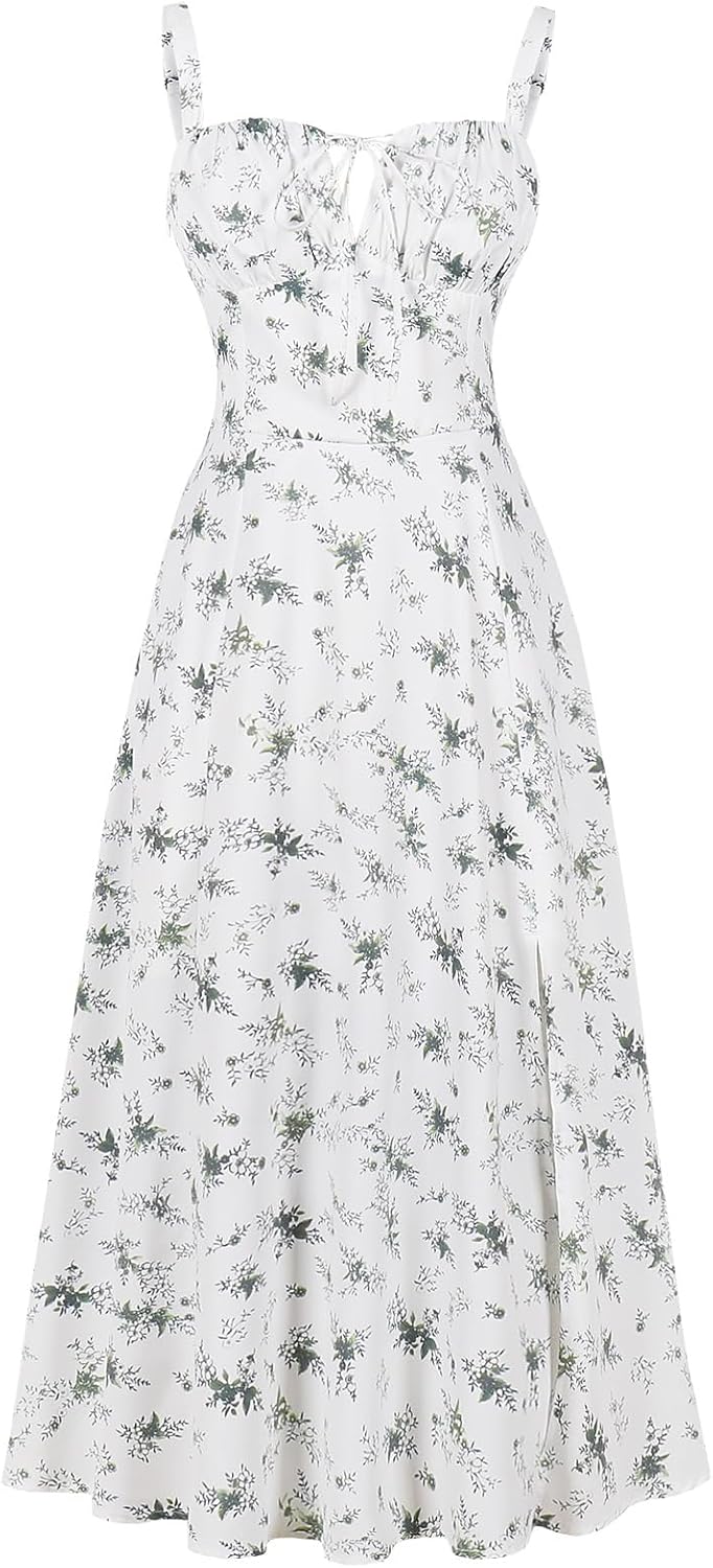 Floral Corset Dress for Women - Boho Midi Sundress Style