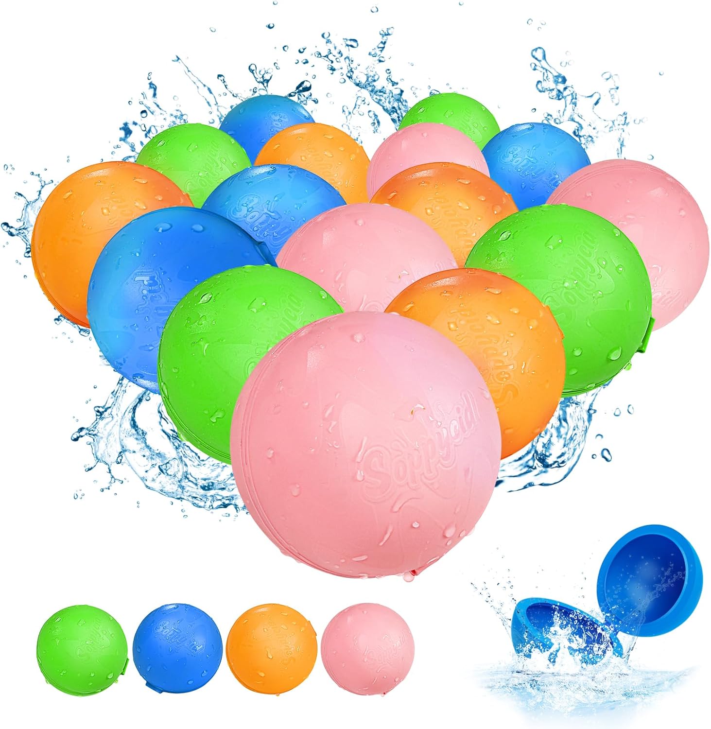 SOPPYCID 16PCS Reusable Water Balloons for Summer Fun