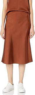 The Drop Maya Silky Slip Skirt - Stretchy Midi for Day to Night