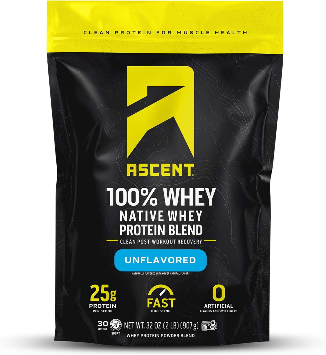 Ascent 100% Whey Protein Powder - Unflavored Post Workout Fuel