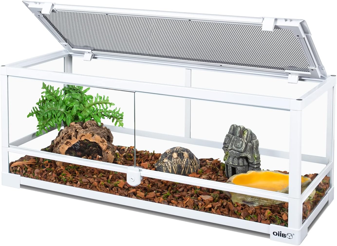 OIIBO Full Glass Long Tank Reptile Terrarium for Pets