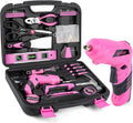 Pink Power-Screwdrivers Tool Set for Women - 143 Piece Cordless Kit