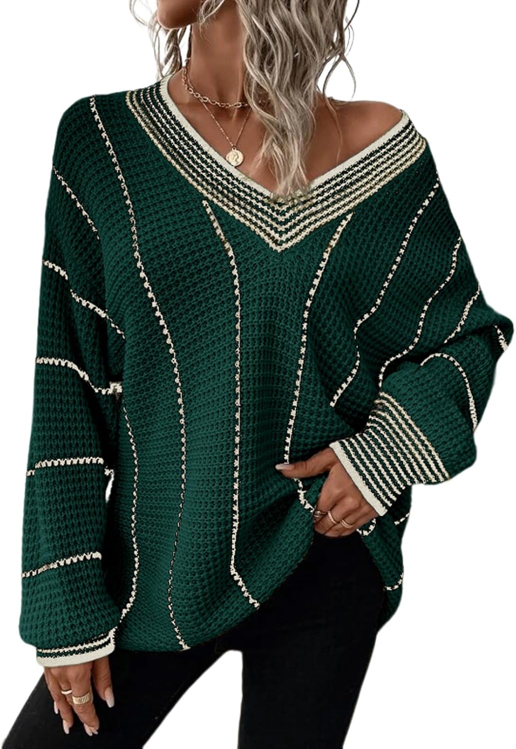 Dokotoo Womens Oversized Striped Tunic Sweaters for Casual Style