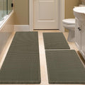 IM HOME Waffle Bath Mat Set 3 Piece Olive Green - Soft Absorbent Boho