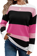 Women's Striped Crew Neck Pullover Sweater - Soft Knit Fall Top