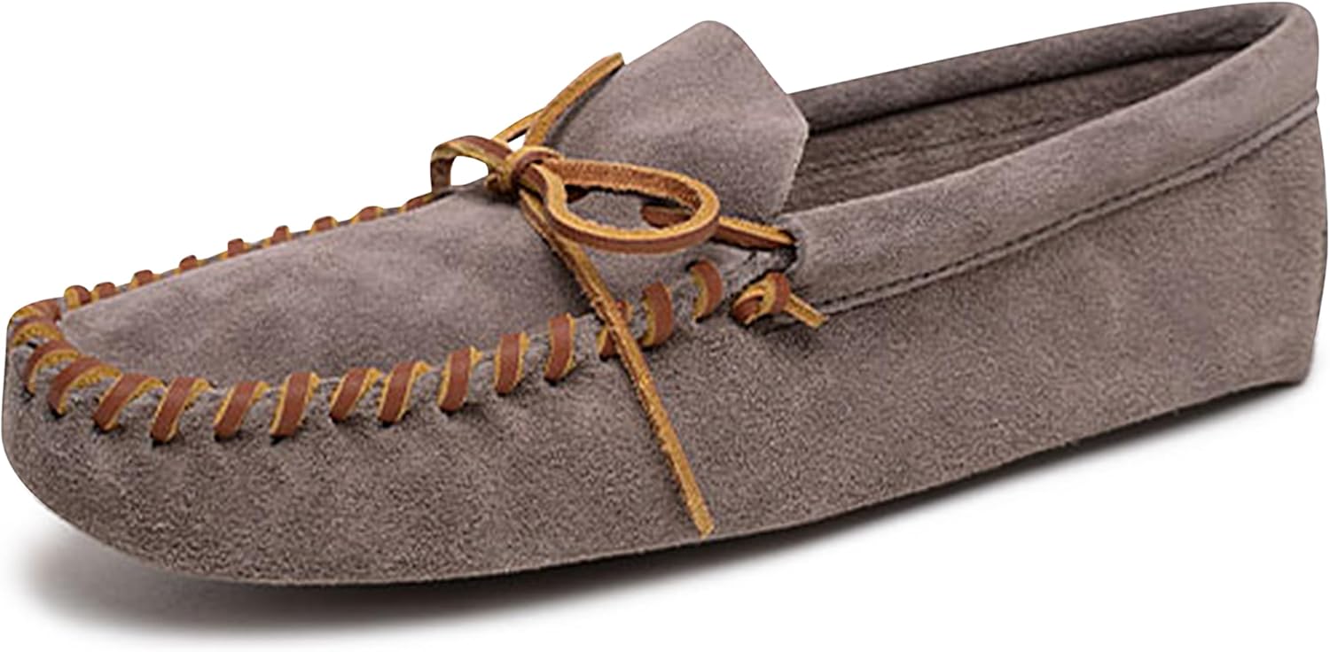 Minnetonka Men's Leather Laced Soft Sole Moccasin Slippers