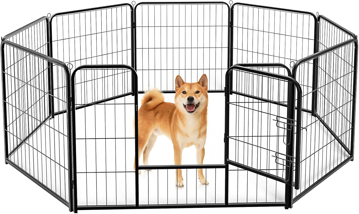 Sweetcrispy Dog Playpen Indoor - Foldable Metal Pet Fence