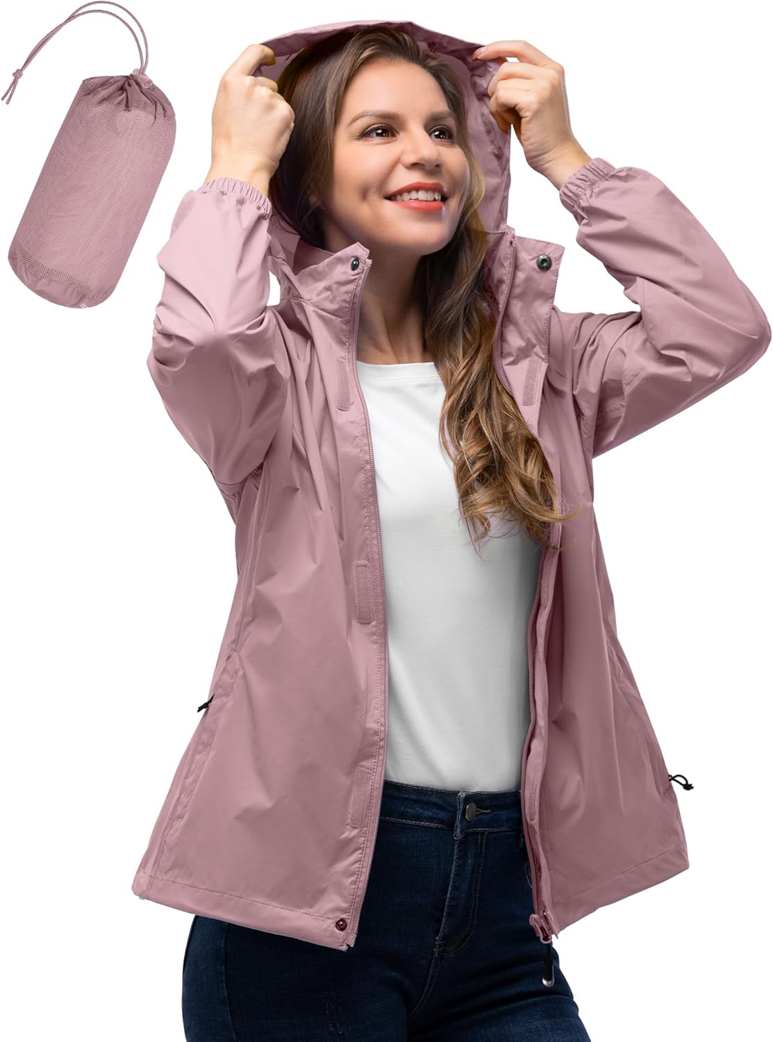 33,000ft Women's Rain Jacket Waterproof Lightweight Packable