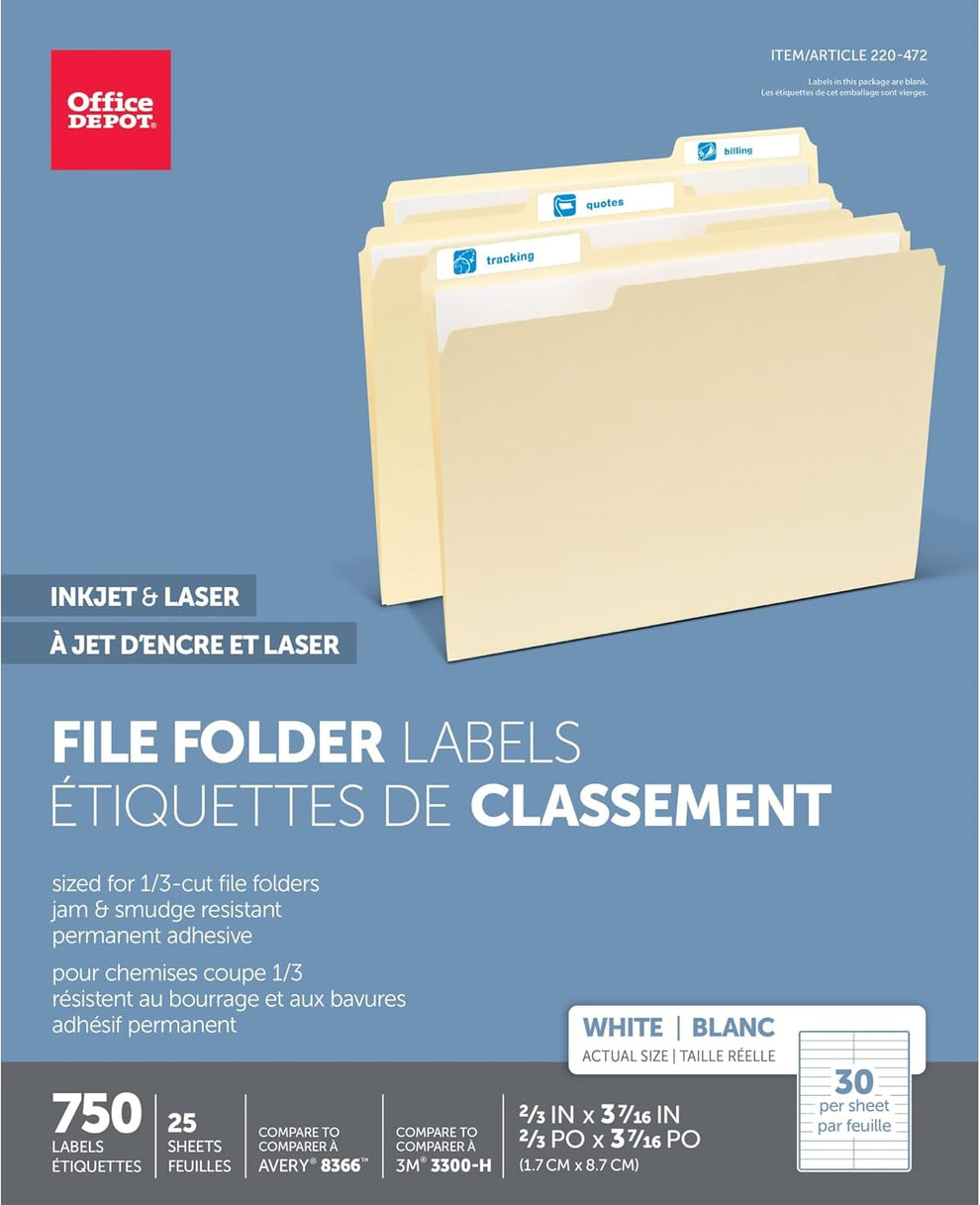 Office Depot White File Folder Labels - 750 Pack – GearMustHave