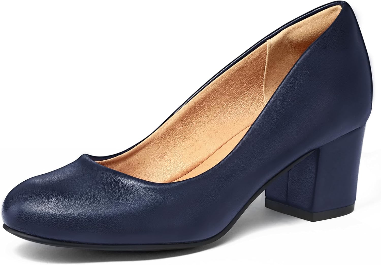 mysoft Women's Pumps Low Chunky Block Heel Round Toe Comfort