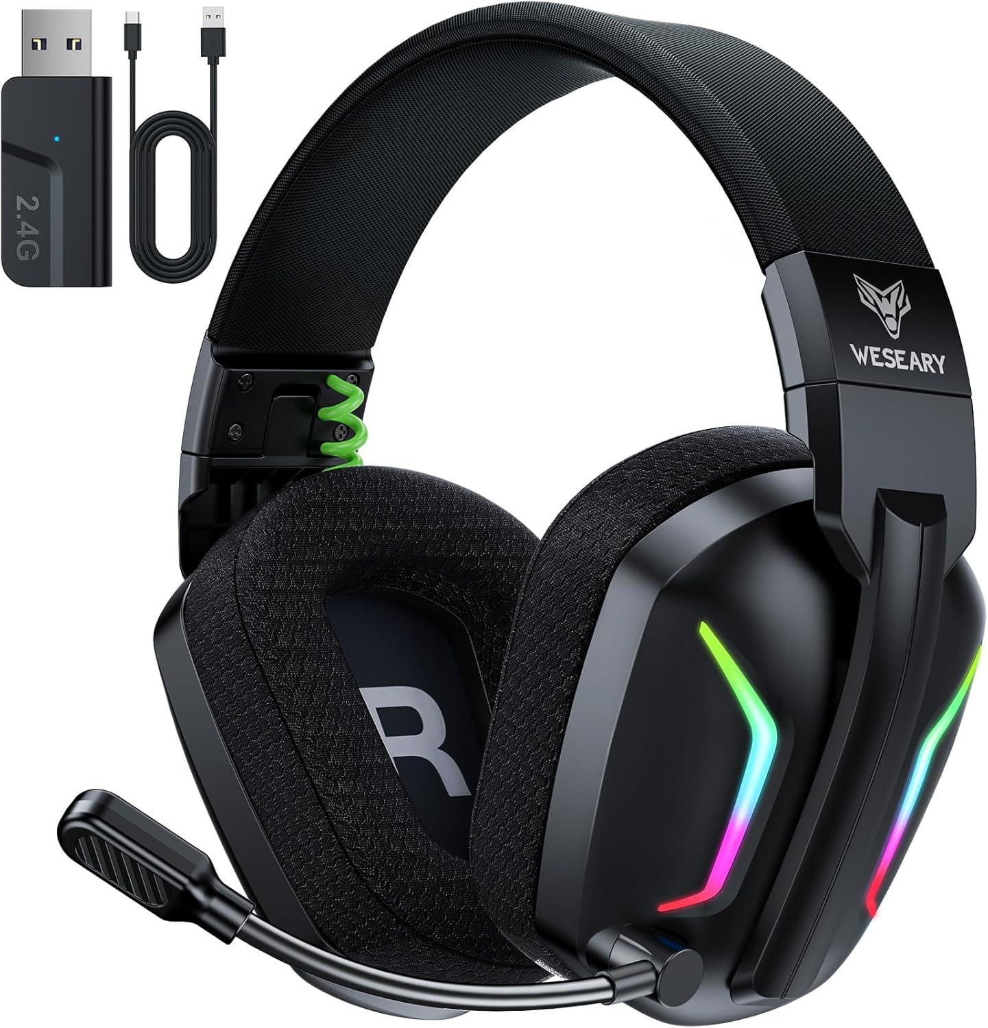WESEARY Wireless Gaming Headset - Immersive Sound & 50H Battery