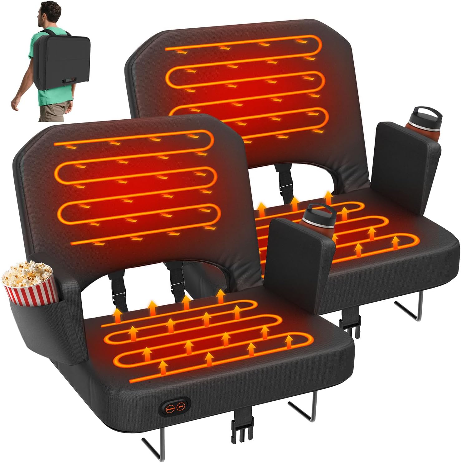 HOPERAN Heated Stadium Seats with Back Support for Comfort
