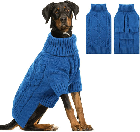 Knitted Dog Sweater for Large Medium Dogs - Warm Winter Wear