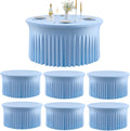 Spandex Baby Blue Round Tablecloth for 60in Tables - Fitted 5ft Set