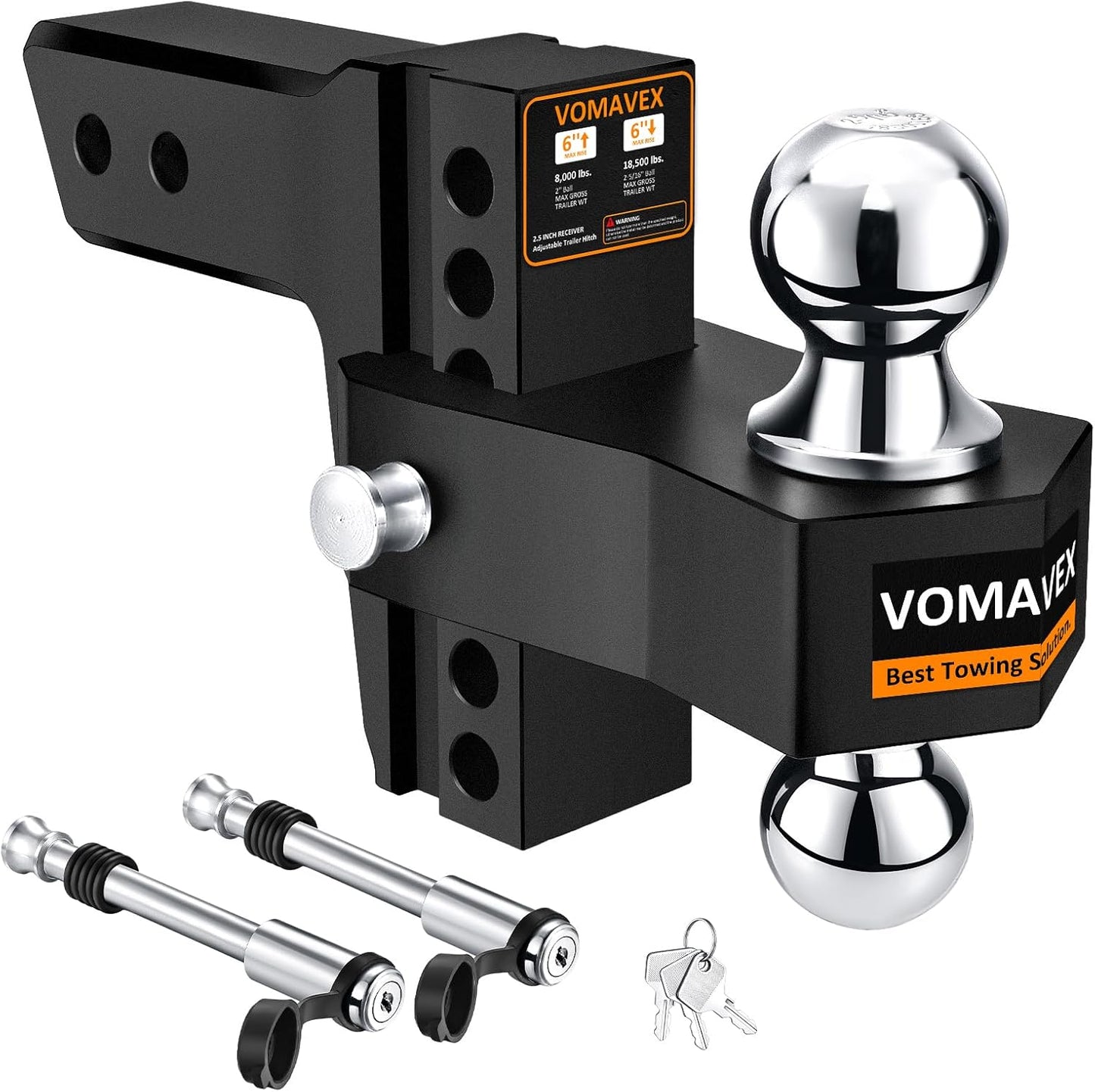 Adjustable Trailer Hitch for 2.5-Inch Receiver - Versatile Towing