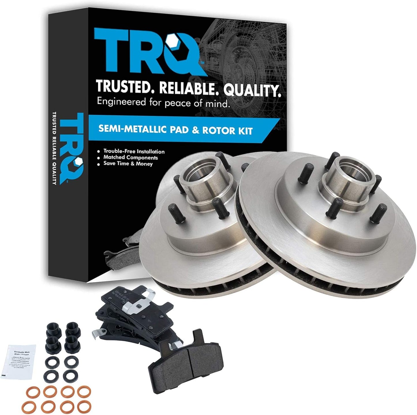 TRQ Front Brake Pad & Rotor Kit for Chevrolet and GMC Vehicles