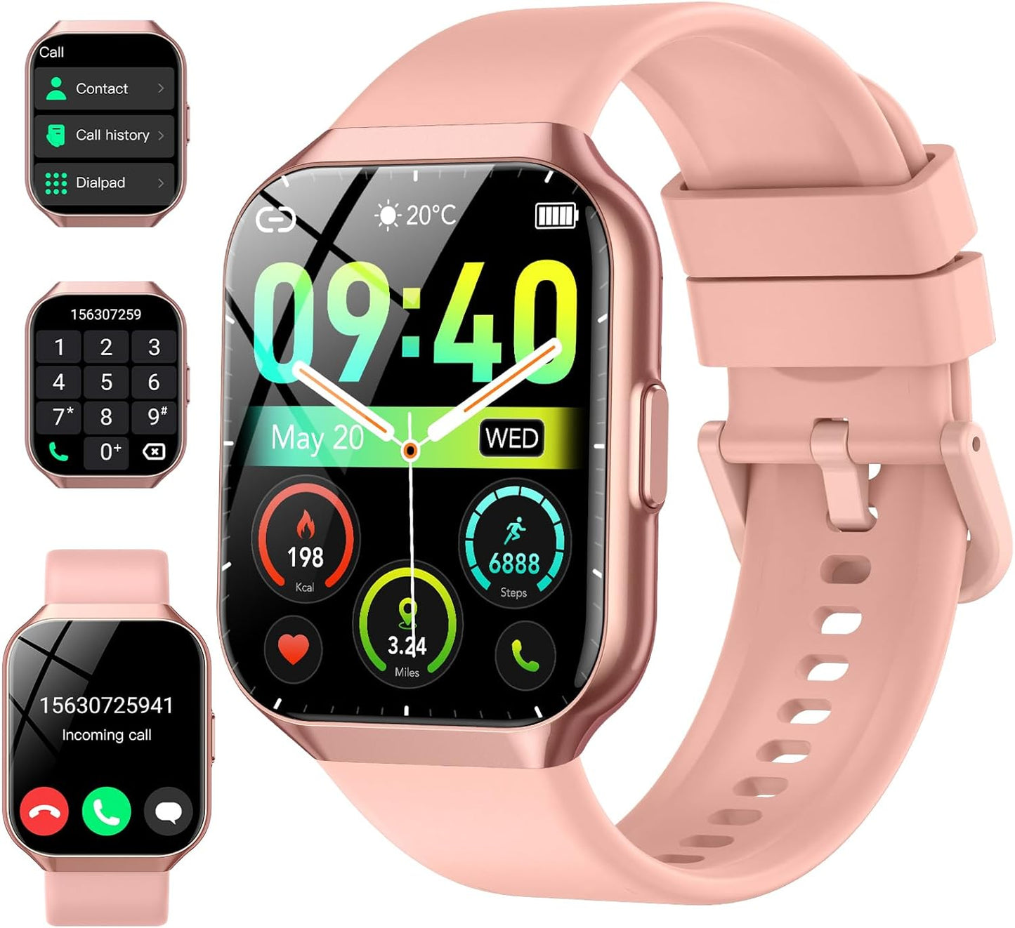 IP68 Waterproof Smartwatch: Answer Calls, 112+ Sport Modes, Pink