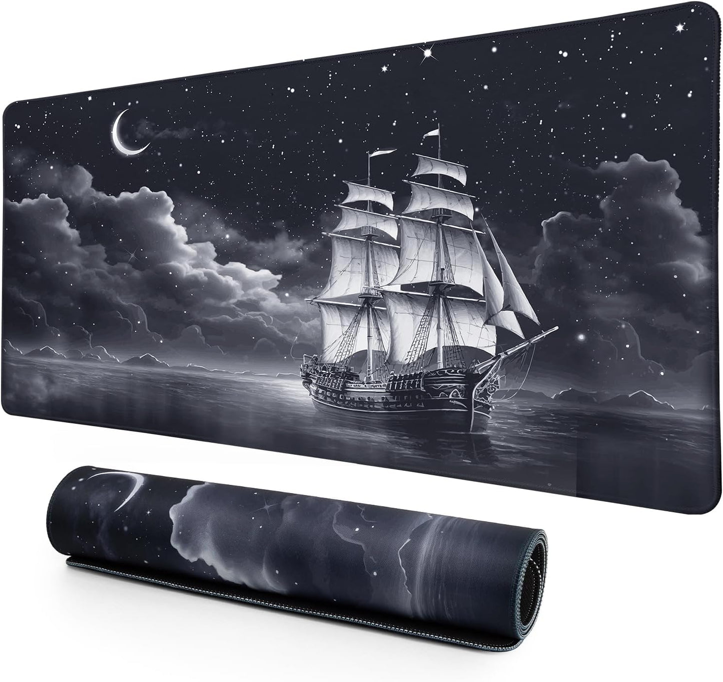 Lokigo Extended Desk Pad - Non-Slip Gaming Mat 31.5x15.7 - Nautical Sailboat