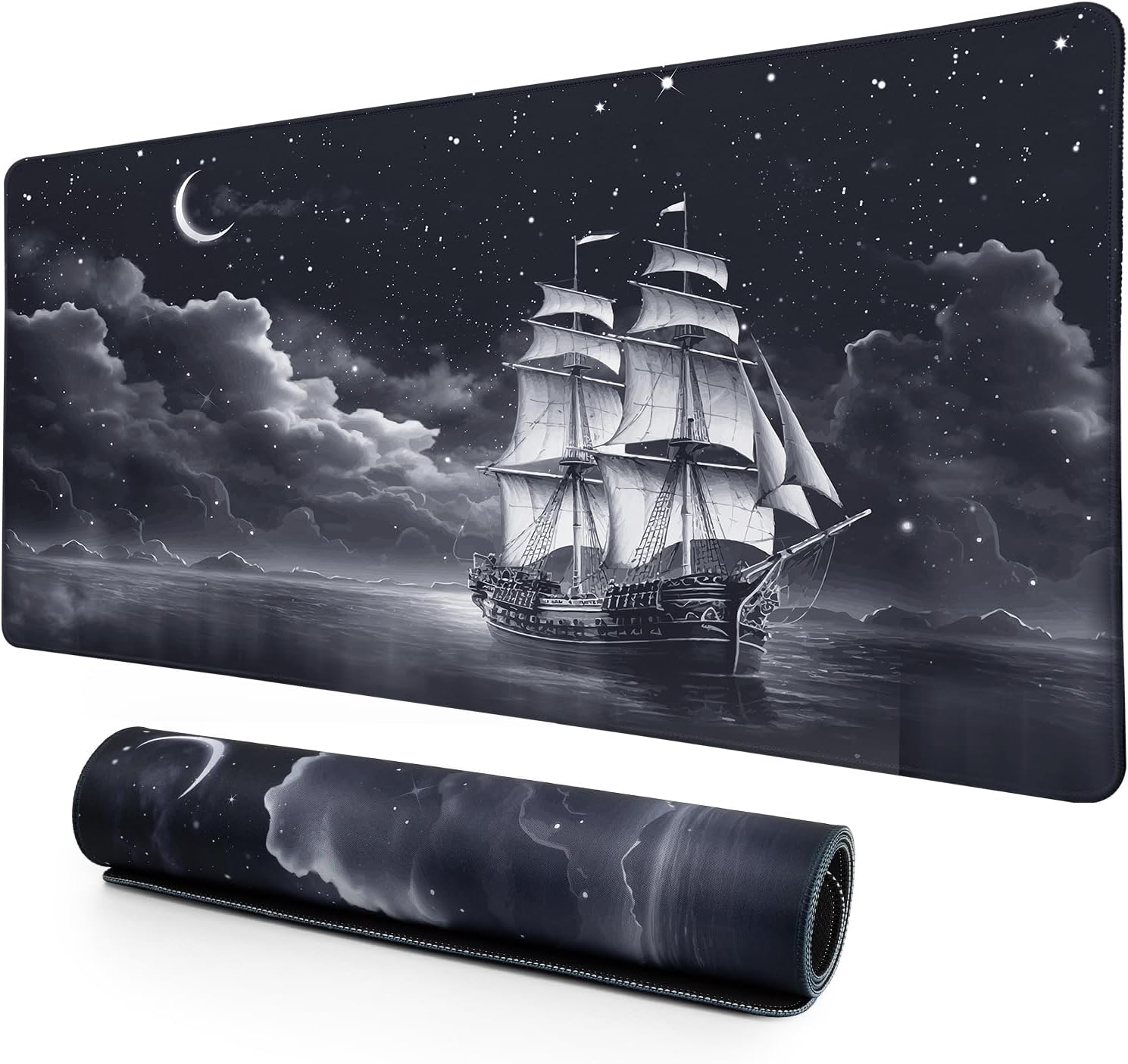 Lokigo Extended Desk Pad - Non-Slip Gaming Mat 31.5x15.7 - Nautical Sailboat