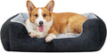 Square Medium Dog Bed Washable - Raised Bolster Comfort