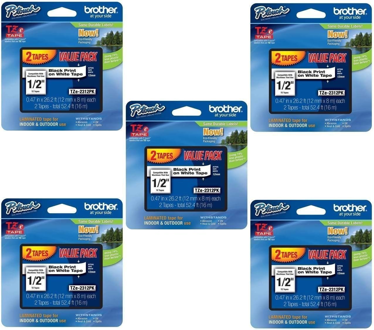 Brother Genuine P-touch TZE2312PK 1/2in Laminated Tape for Labels