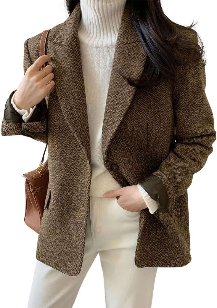 Chouyatou Womens Fall Winter Wool Blend Blazer Jacket Review