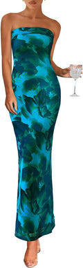 Elegant Women's Printed Maxi Dress for Summer Night Outfits