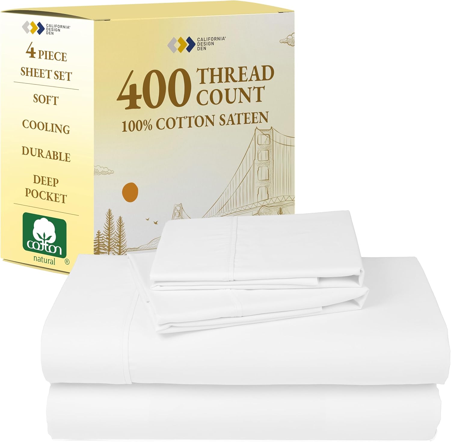 California Design Den 100% Cotton Full Size Sheet Set for Comfort