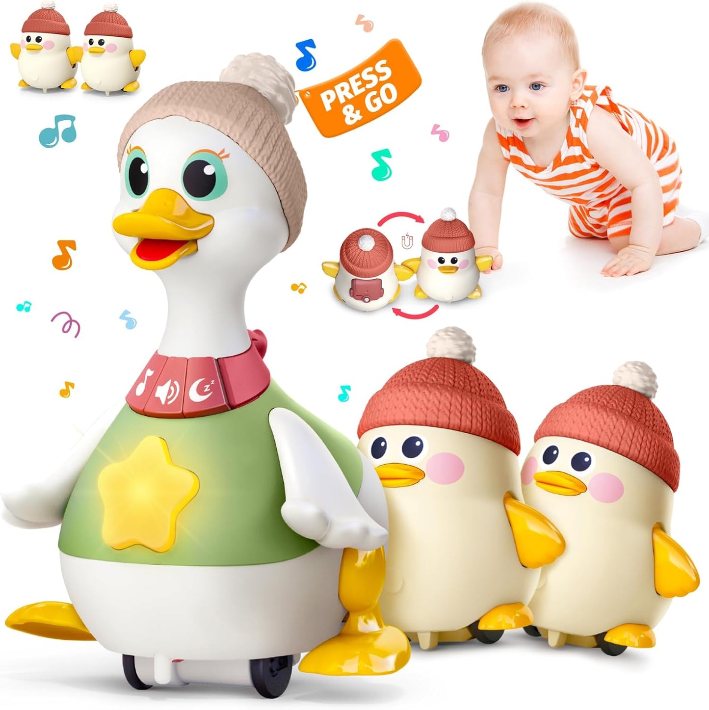 Musical Lullaby Crawling Duck Toy for Baby Development Fun