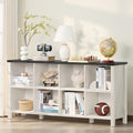 8 Cube Book Shelf Farmhouse Wood 62in Horizontal Organizer - Rustic