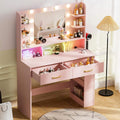 Vanity Desk with Lighted Mirror and Outlet - RGB LED Makeup Table