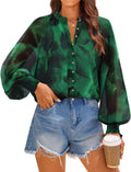 ZESICA Women's Floral Print Blouse - Oversized Boho Button Down Top