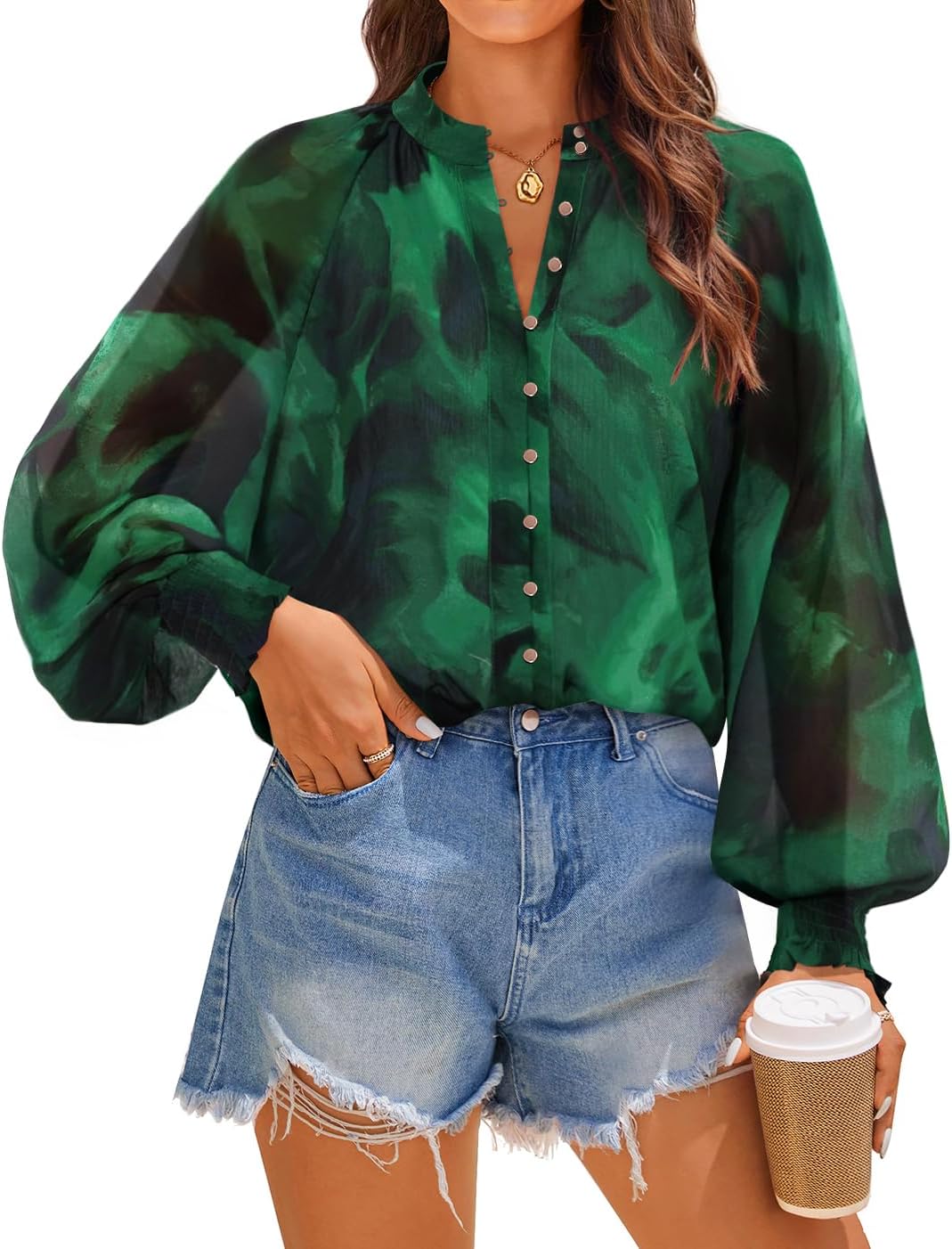 Stylish Floral Print Blouse for Women - Casual Boho Tops