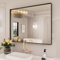 Black Bathroom Mirror 30in x 36in Rectangle - Modern Tempered Glass