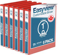 Easyview Premium 3-Ring Binders 1 in Pack of 6 - Clear-View Organizers