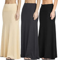 Womens Maxi Skirts 3-Pack - High Waist Flowing Long Skirts