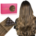 Clip in Hair Extensions 22in 120g - Natural Light Ash to Caramel Blend